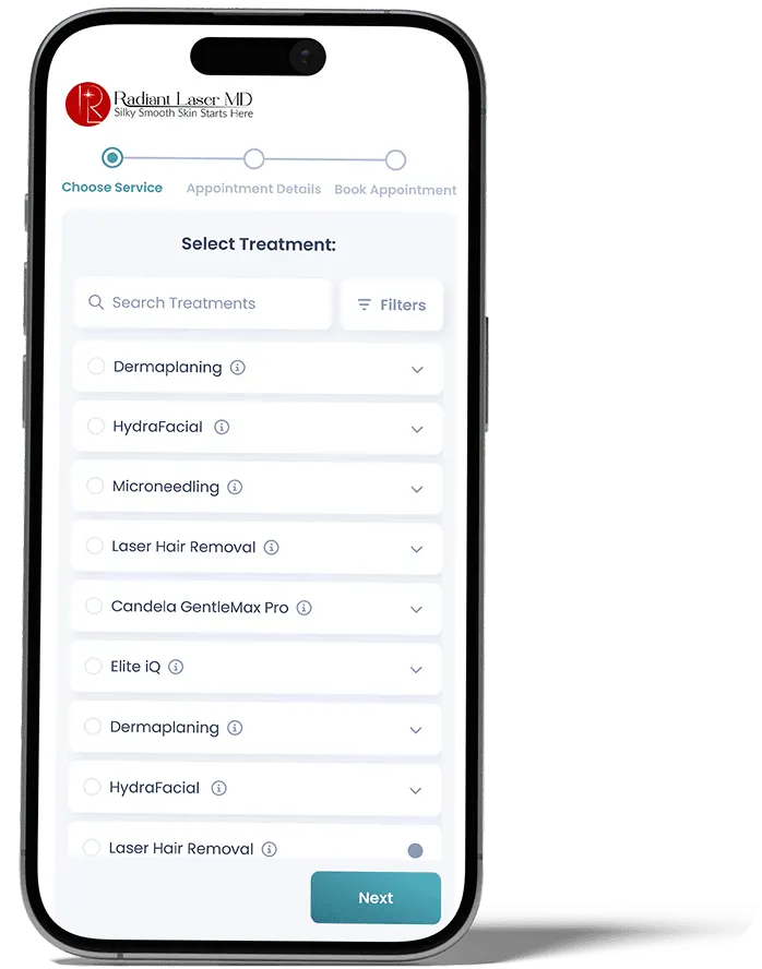 Online booking app on a phone